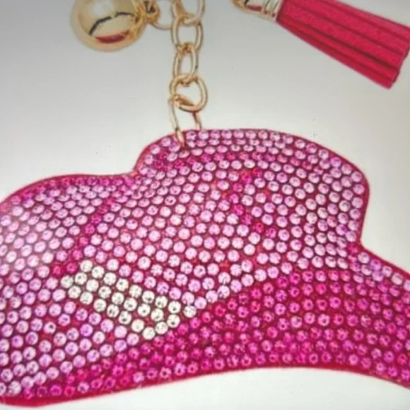 🍒4/$20 Rhinestone Puffy cowgirl hat 🌺 NEW bag charm  💕💕 - Picture 3 of 4